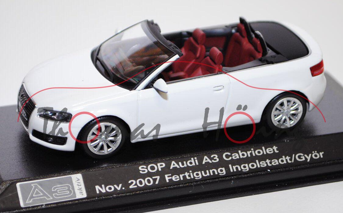 Audi A3 Cabriolet (Facelift, Typ 8P, Modell 2008-), ibisweiß, SOP Audi A3 Cabriolet November 2007 Fe