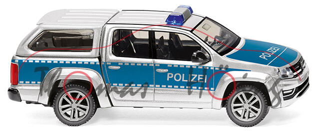 Polizei - VW Amarok I (GP) mit Hardtop (Modell 2016-), reflexsilber metallic, Wiking, 1:87, mb