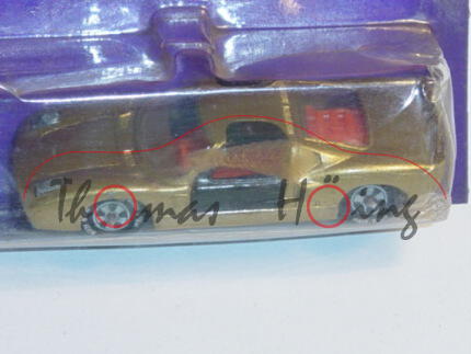 00003 Ford GT40 (Mk I), Modell 1964-1968, goldmetallic/schwarz, Verglasung klar, R10, Farbabplatzer 