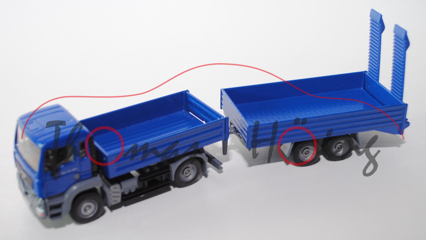 MAN TGA 18.350 LKW ohne Raupenbagger, signalblau/fehgrau/schwarz, 1:55, Sondermodell MAN