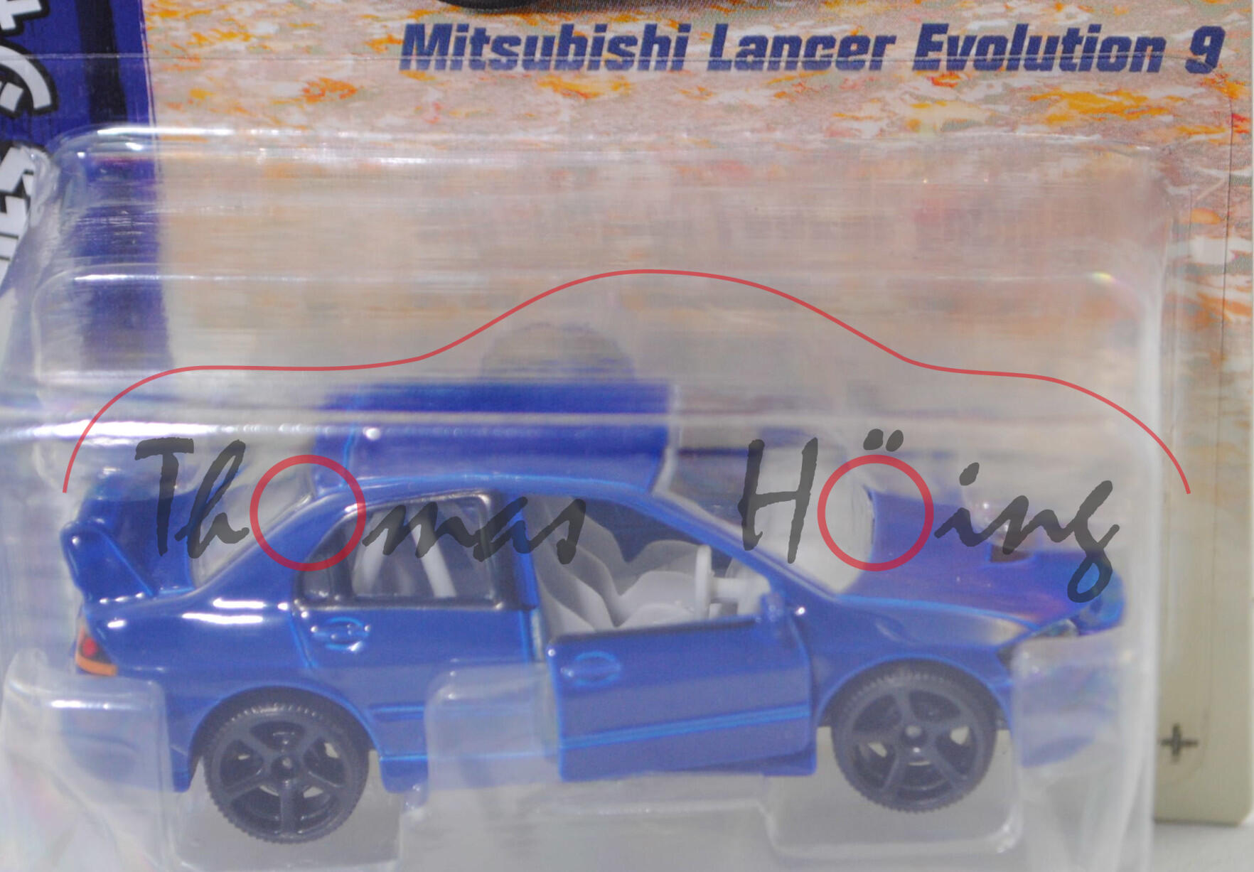 Mitsubishi Lancer Evolution IX MR Tuned by Ralliart (Modell 2005-2007), blau, majorette, 1:58, Blister