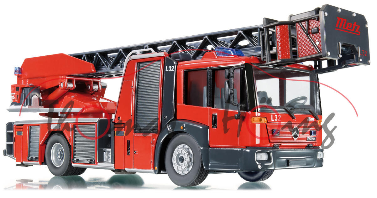 Mercedes Econic Metz Feuerwehr DL 32, feuerrot/schwarz, Wiking, 1:43, mb