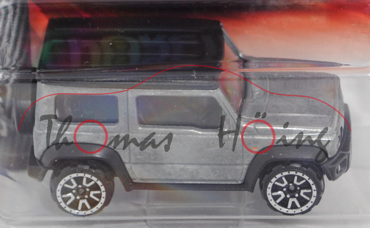 Suzuki Jimny (Mod. 18-), silbergraumet., Dach schwarz, majorette, 1:53, Blister (ZAMAK EDITION 2020)