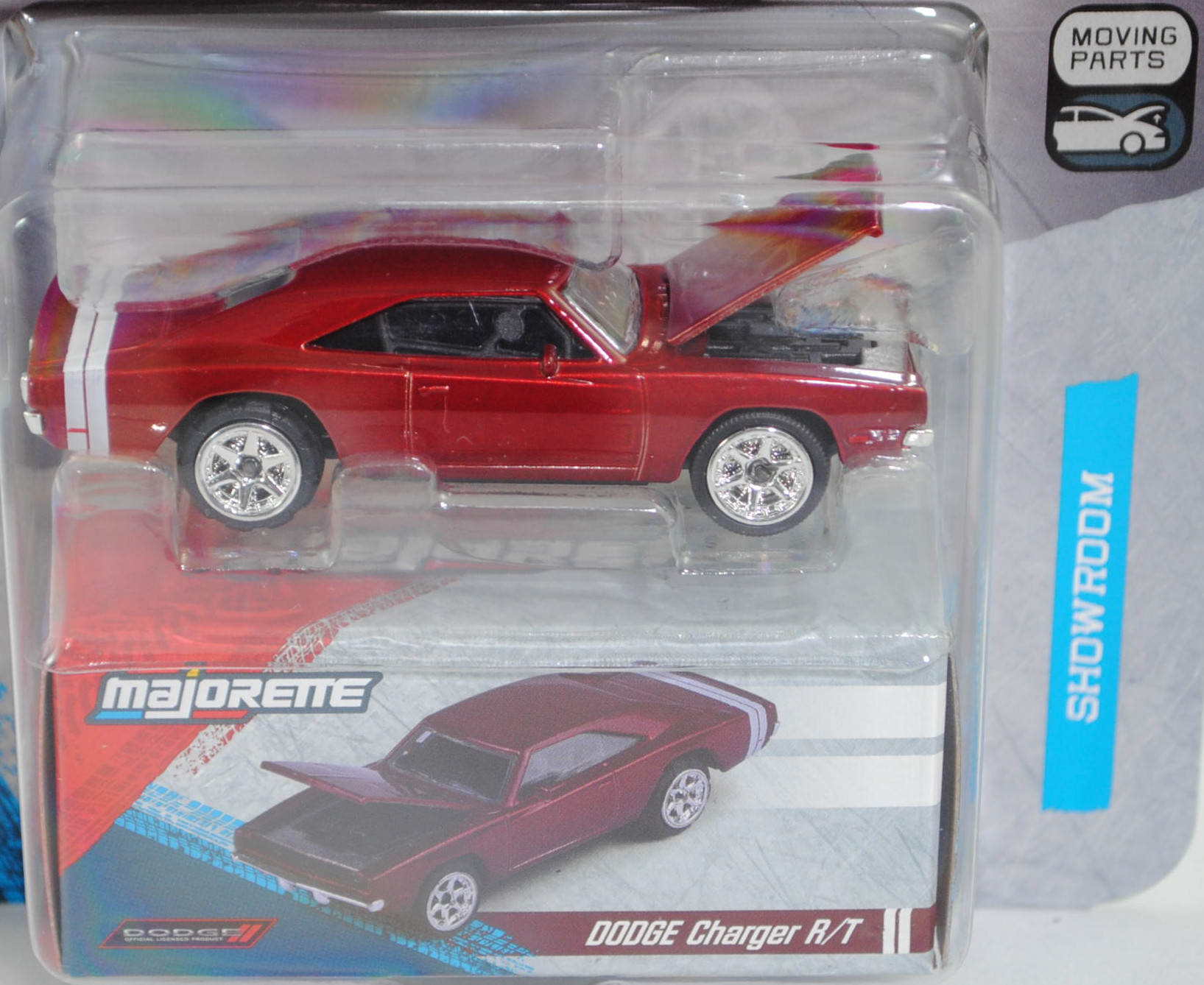 Dodge Charger R/T (2. Generation, R/T = Road & Track, Facelift 1969, Modell 1969-1970) (Nr. 238E), hell-purpurrotmetallic, majorette, 1:66, Blister (SHOWROOM DELUXE CARS)