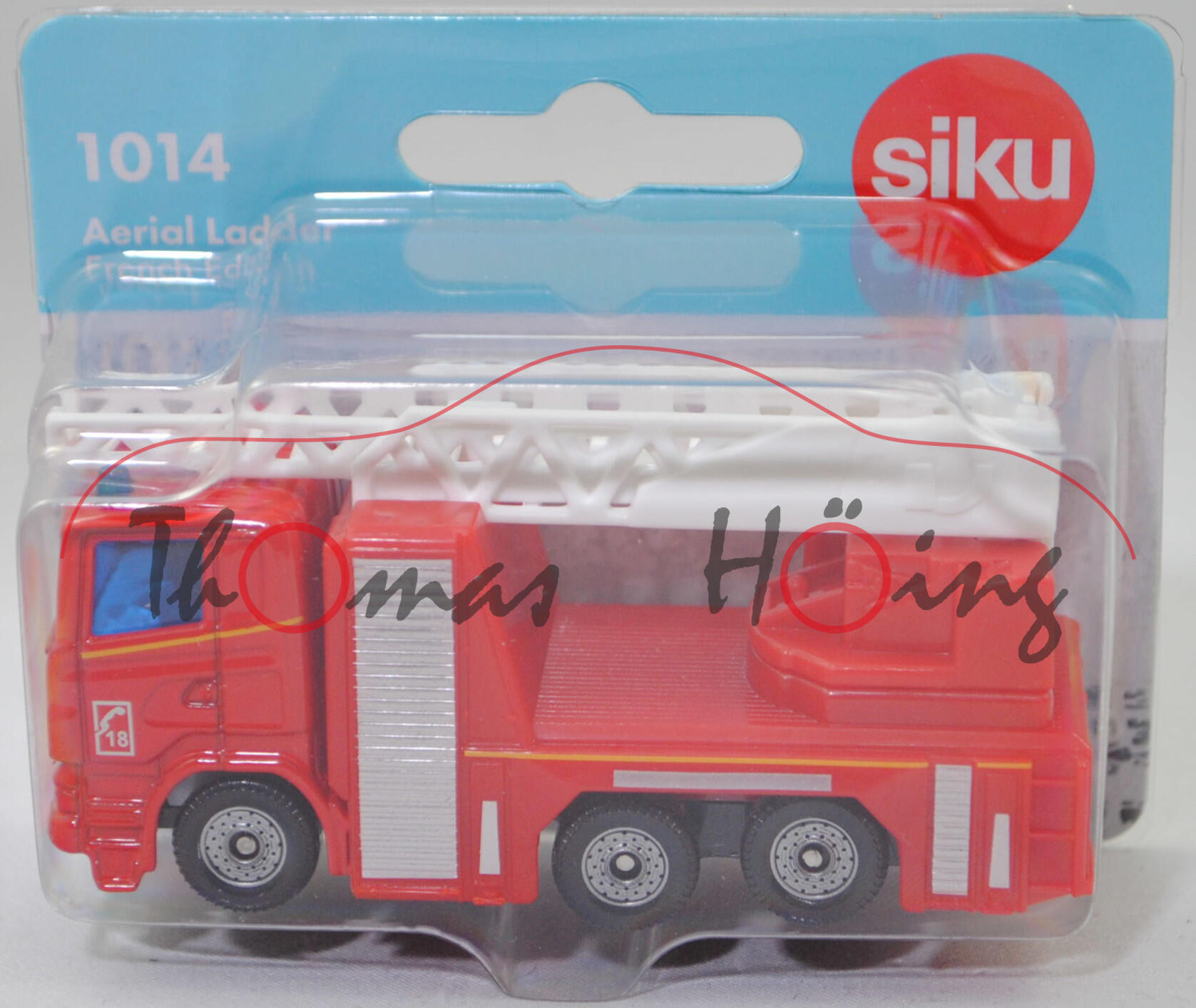 00100 F Scania R380 (Scania Serie 5 bzw. PRT-Serie, Typ CR16, Day cab, Modell 2007-2009) Fire Truck, rot, C 18, C36, SIKU SUPER, 1:89, P29f (Limited Edition / FRANCE SPECIAL)