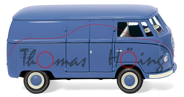 VW Transporter T1 1100 Kastenwagen (Typ 2 T1, Modell 1950-1954, Baujahr 1950), brillantblau, Wiking,