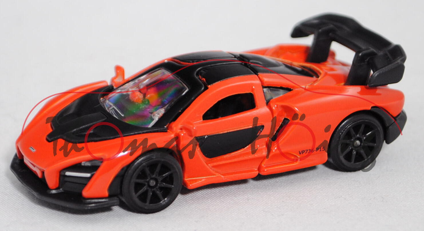 McLaren Senna (Typ Coupé, Modell 2018-) (Nr. 248C), blutorange/schwarz, majorette, 1:56, Blister