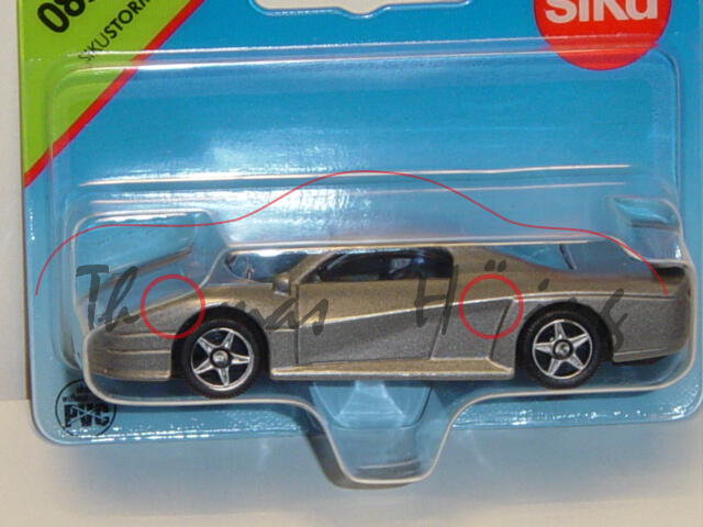 00005 SIKU STORM (vgl. Saleen S7, Modell 2000-2008), hell-graualuminiummetallic, innen schwarz, Lenk