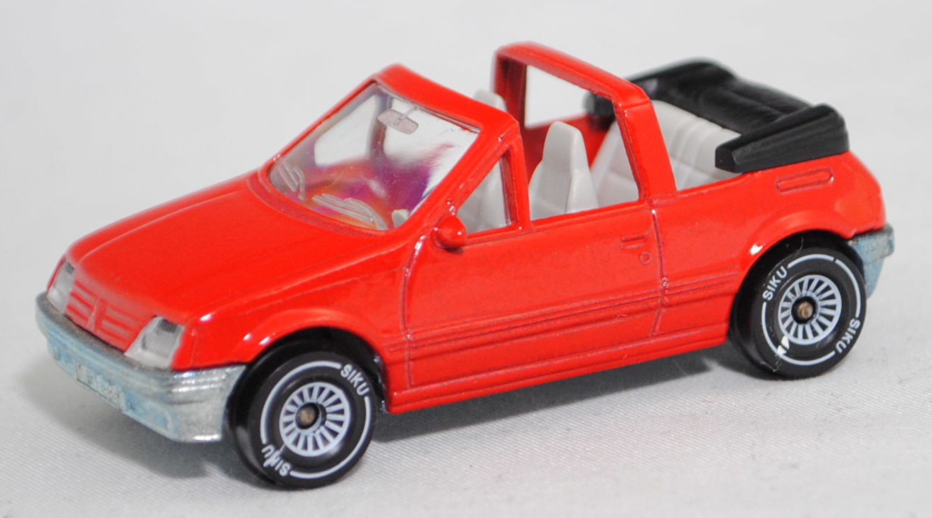00004 Peugeot 205 CTI 1.6 Cabriolet (1. Generation, 741B, Modell 1986-1988), verkehrsrot, innen lichtgrau, W-Germ, mit CE-Zeichen, B4, SIKU SUPER, 1:53, m