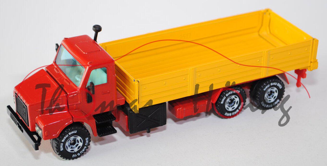 Volvo F 12 Turbo 6 mit Pritsche, verkehrsrot/kadmiumgelb, ohne Plane, LKW7, L8h ohne ®