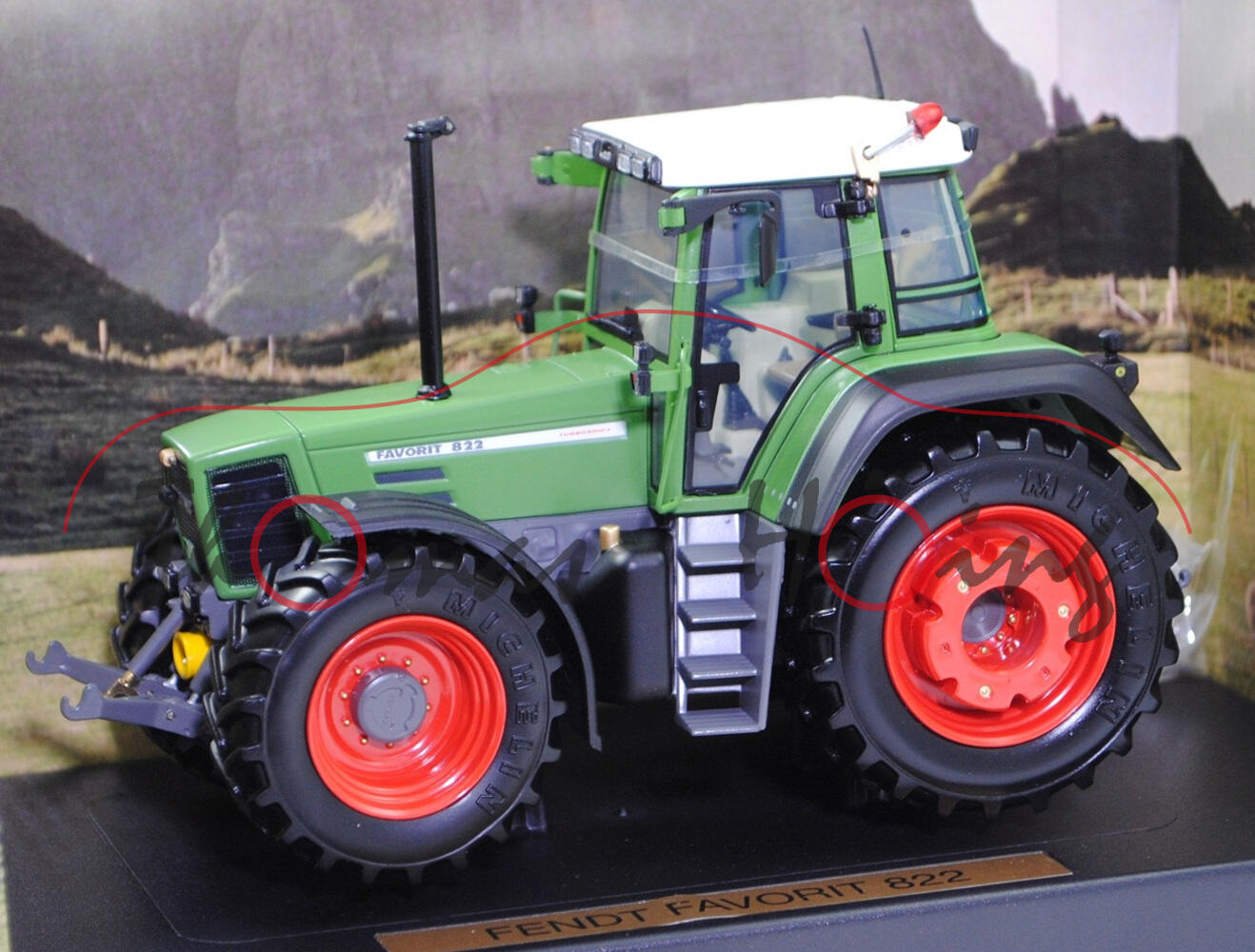 Fendt FAVORIT 822 (Vorfacelift, Ausführung 1993-1996), weiß/grün/schwarz/grau, NF TR 2024, weise-toys by HOLLAND OTO, 1:32, mb (21. TRAKTORADO 2024 Husum)
