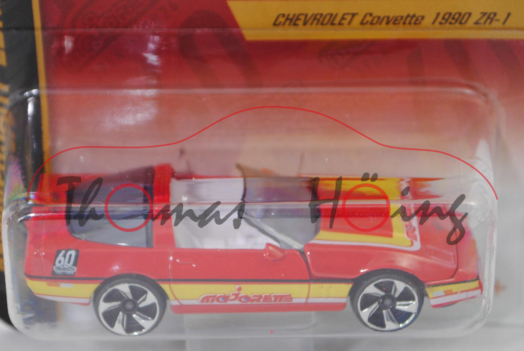 Chevrolet Corvette ZR-1 ohne Targa-Dach (C4, Mod. 1989-1990), verkehrsrot, majorette, 1:59, Blister