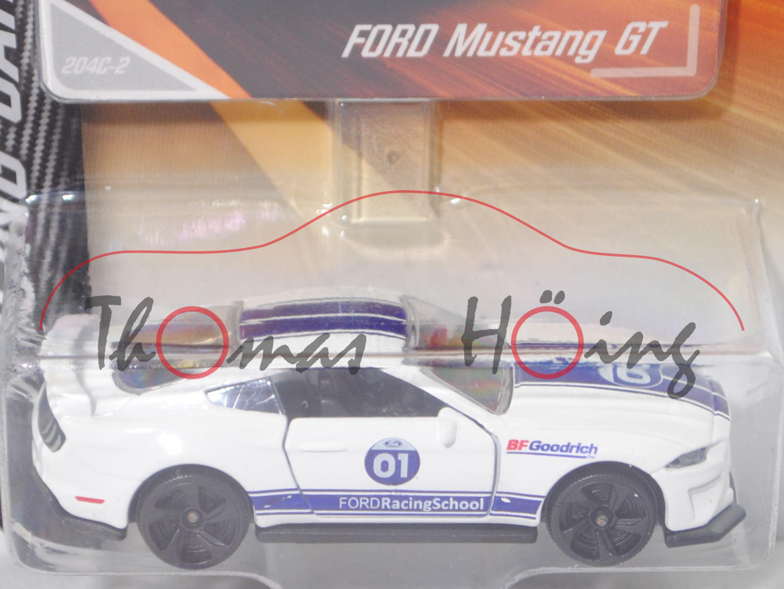 Ford Mustang GT (Typ VI facelift, Modell 2017-), weiß, FORD Racing School, majorette, 1:64, Blister