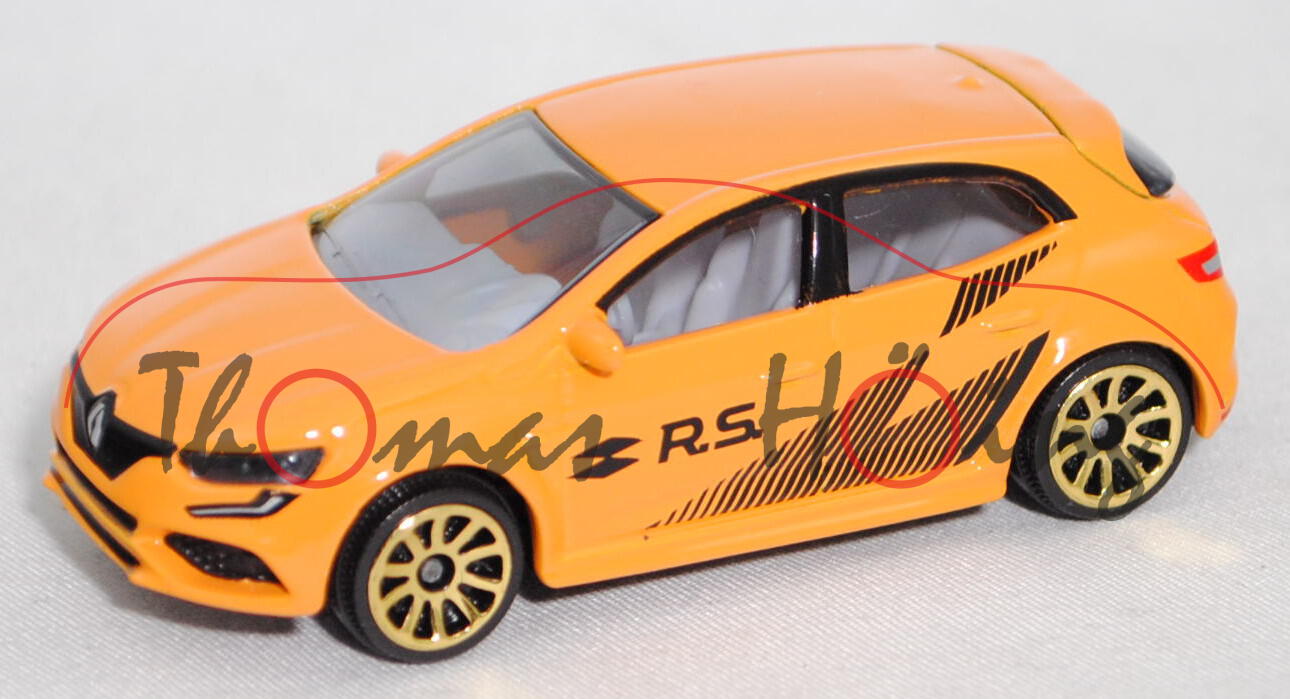 Renault Mégane R.S. (Mod. 2018) TROPHY RACER / RACING, dunkel-dahliengelb, majorette, 1:63, COOL, mb