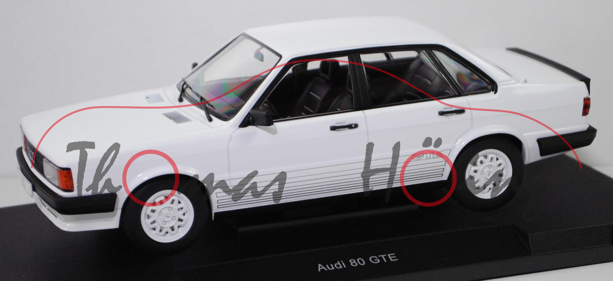 Audi 80 GTE (2. Generation, B2, Typ 81, Vorfacelift (VFL), Modell 1983-1984, Baujahr 1983), alpinweiß (Verkaufskennzeichen P1, Lacknummer L90E), MODELCAR GROUP, 1:18, mb