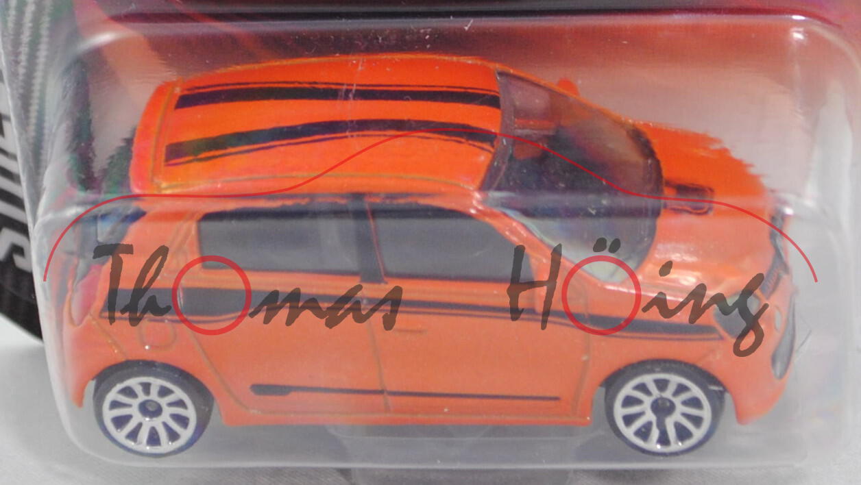 Renault Twingo (Typ III, Modell 2014-), orange, 10-Speichen-Felge in chrom, majorette, 1:54, Blister