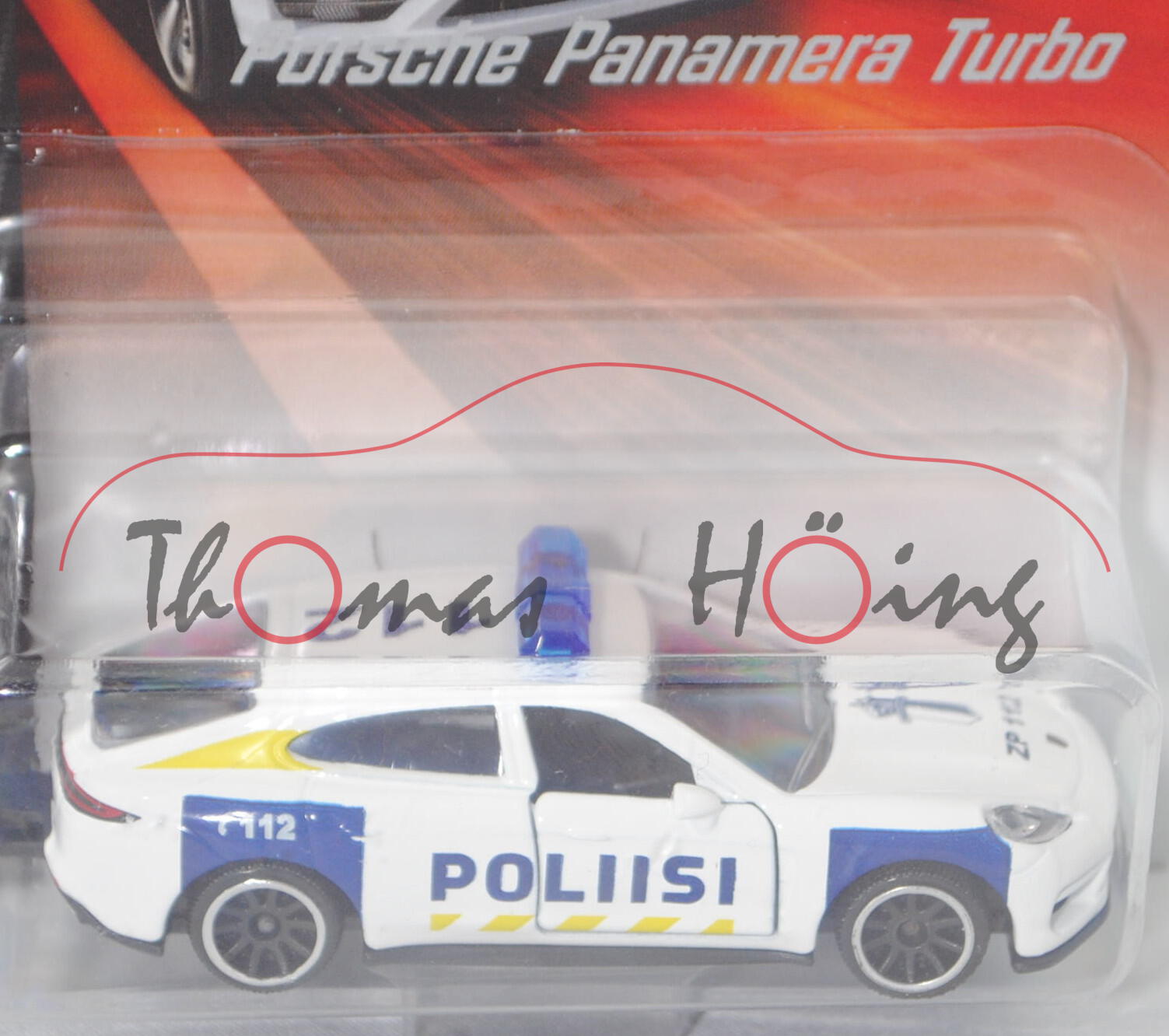 Porsche Panamera Turbo (Typ 971, Mod. 16-20) Polizei Finnland, weiß, POLIISI, majorette, 1:64, mb