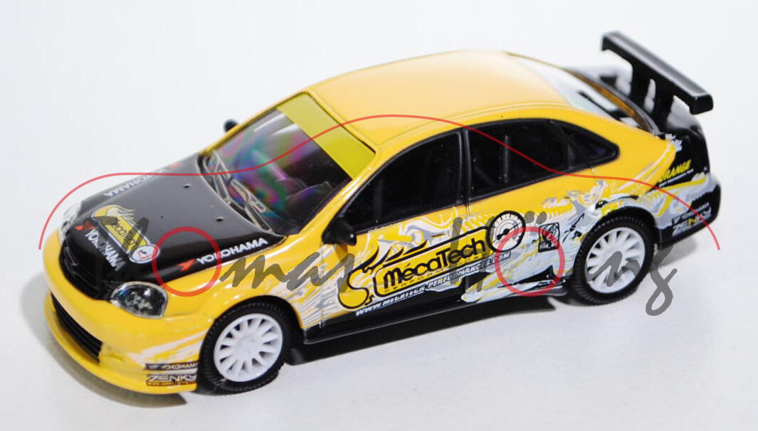 Chevrolet Lacetti WTCC, verkehrsgelb/schwarz, MécaTech / YOKOHAMA, 1:50, Norev STREET RACER, mb