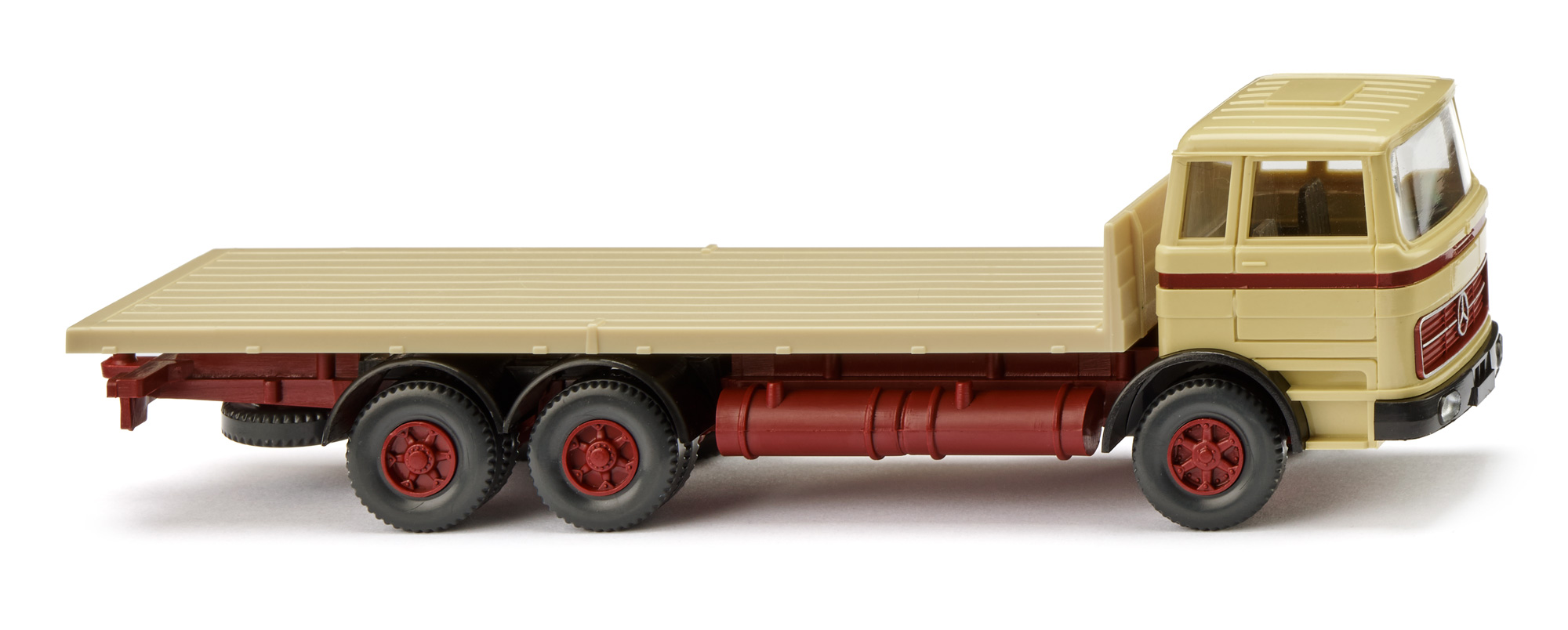Mercedes-Benz LP 2223 (LP-Baureihe, Typ kubische Kabine schwer, Frontlenker, Modell 1963-1974) Flachpritschen-LKW, grünbeige, Wiking, 1:87, mb
