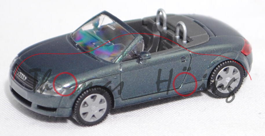 Audi TT Roadster 1.8 T quattro (Baureihe 8N, Vorfacelift, Mod. 99-00), tannengrünmet., Wiking, 1:87