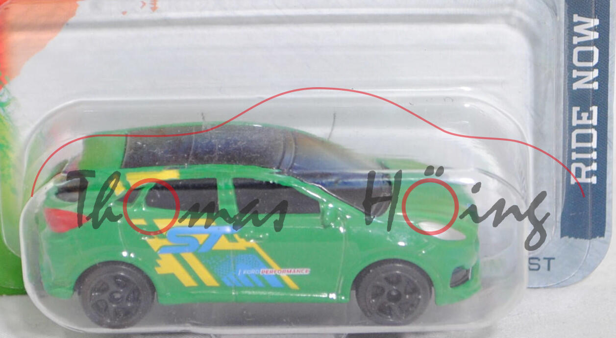 Ford Puma ST (J2K, Modell 2020-2024) (Nr. 201J), hell-smaragdgrün, Dach schwarz, ST / FORD PERFORMANCE, majorette, 1:65, Blister (STREET CARS RIDE NOW)