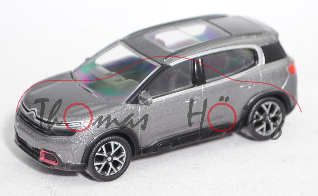 Citroen C5 Aircross (Mod. 2017-), platinium-grau metallic, Felge Art zweifarbig, ca. 1:64, Norev, mb