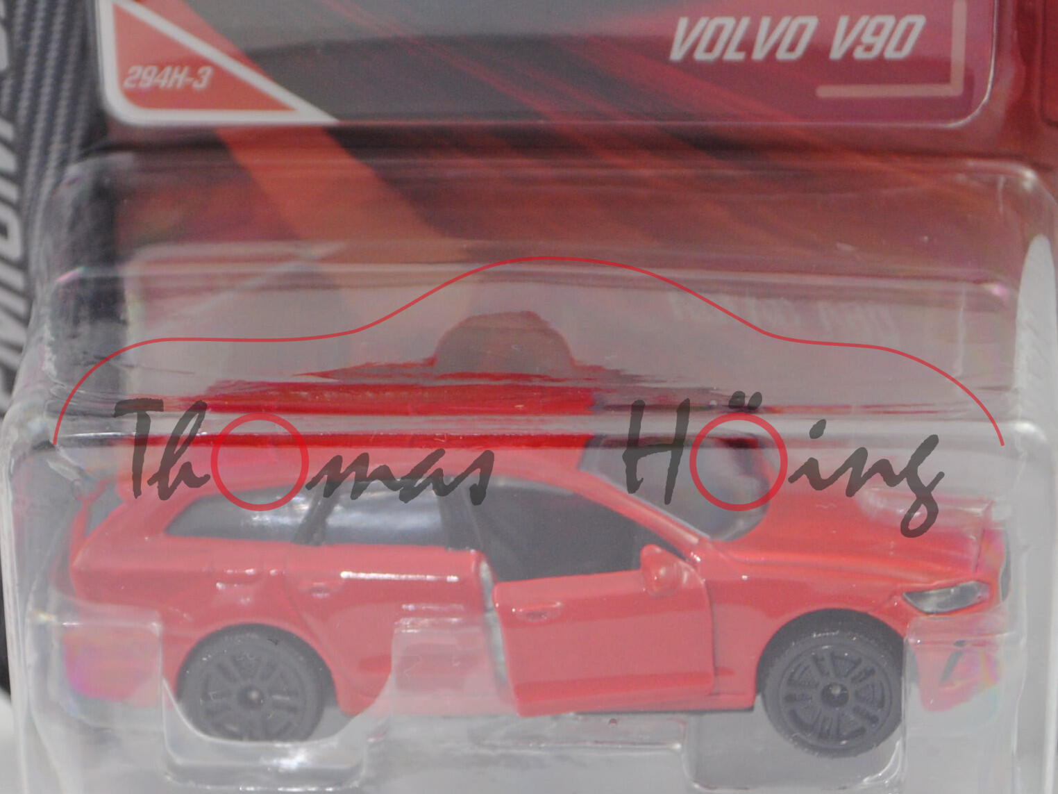 Volvo V90 T8 Twin Engine AWD (Facelift, Mod. 20-21), signalrot, Nr. 294H-3, majorette, 1:61, Blister