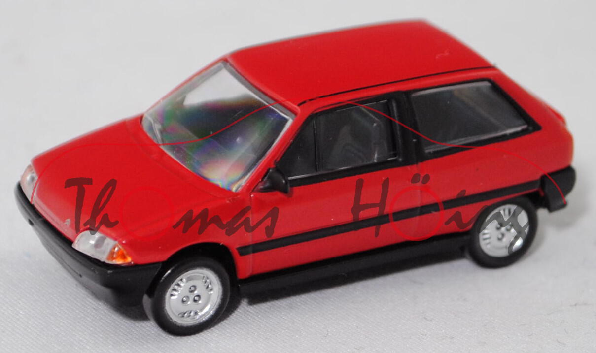 Citroen AX 11 /14 (Typ ZA, Dreitürer, Vorfacelift, Modell 1986-1991), kardinal-rot, Norev, 1:64, mb