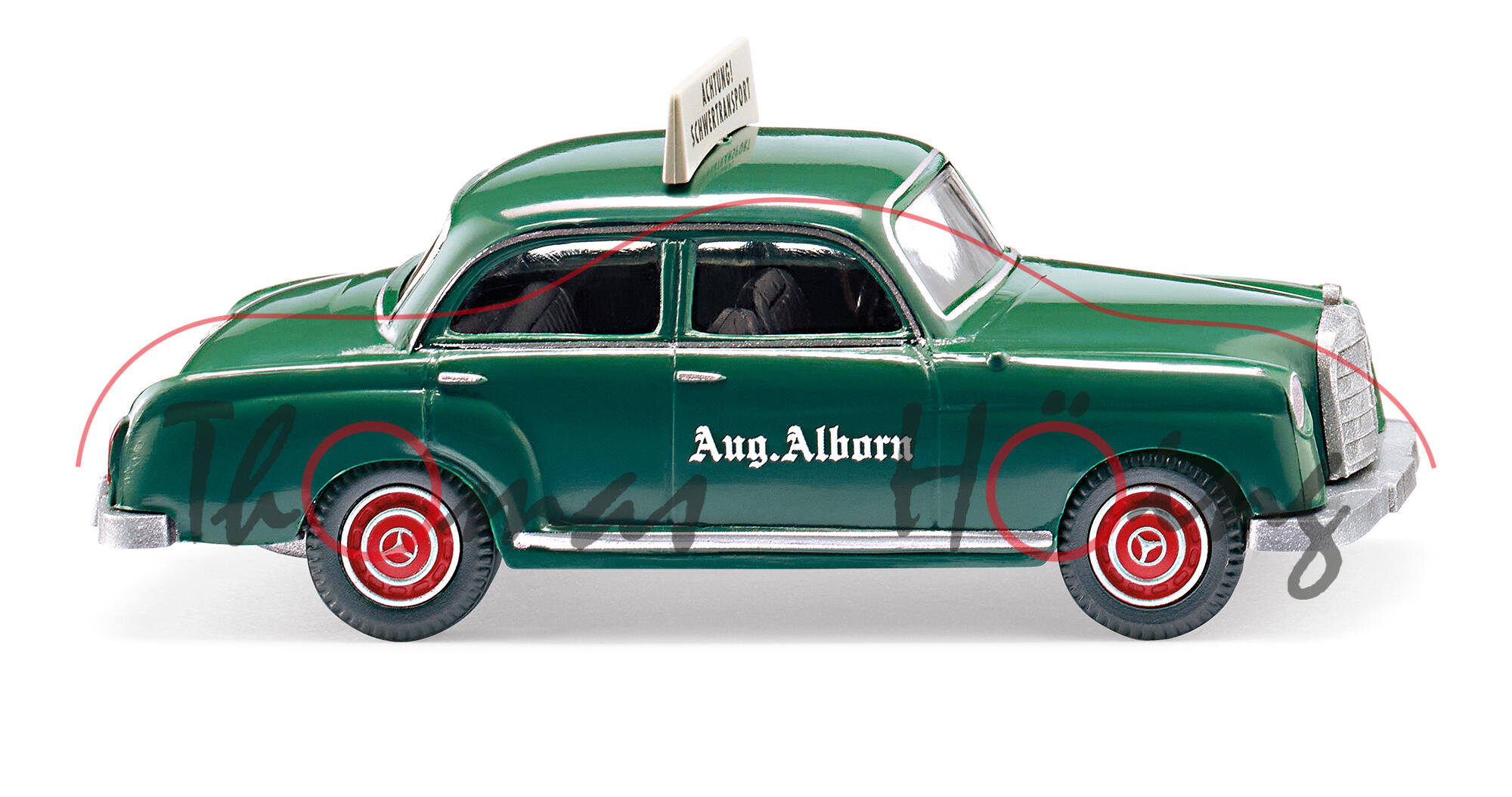 Mercedes-Benz 180 (Baureihe W 120, Modell 1953-1957), kieferngrün, Aug. Alborn, Wiking, 1:87, mb