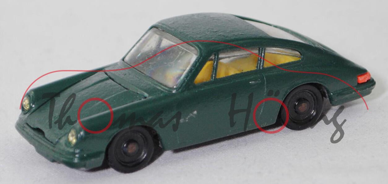 00007 Umbau Porsche 911 (Typ F-Modell, Ur-Serie, Modell 1964-1965), moosgrün, innen zinkgelb, Heckleuchten orange, R2, SIKU, 1:61