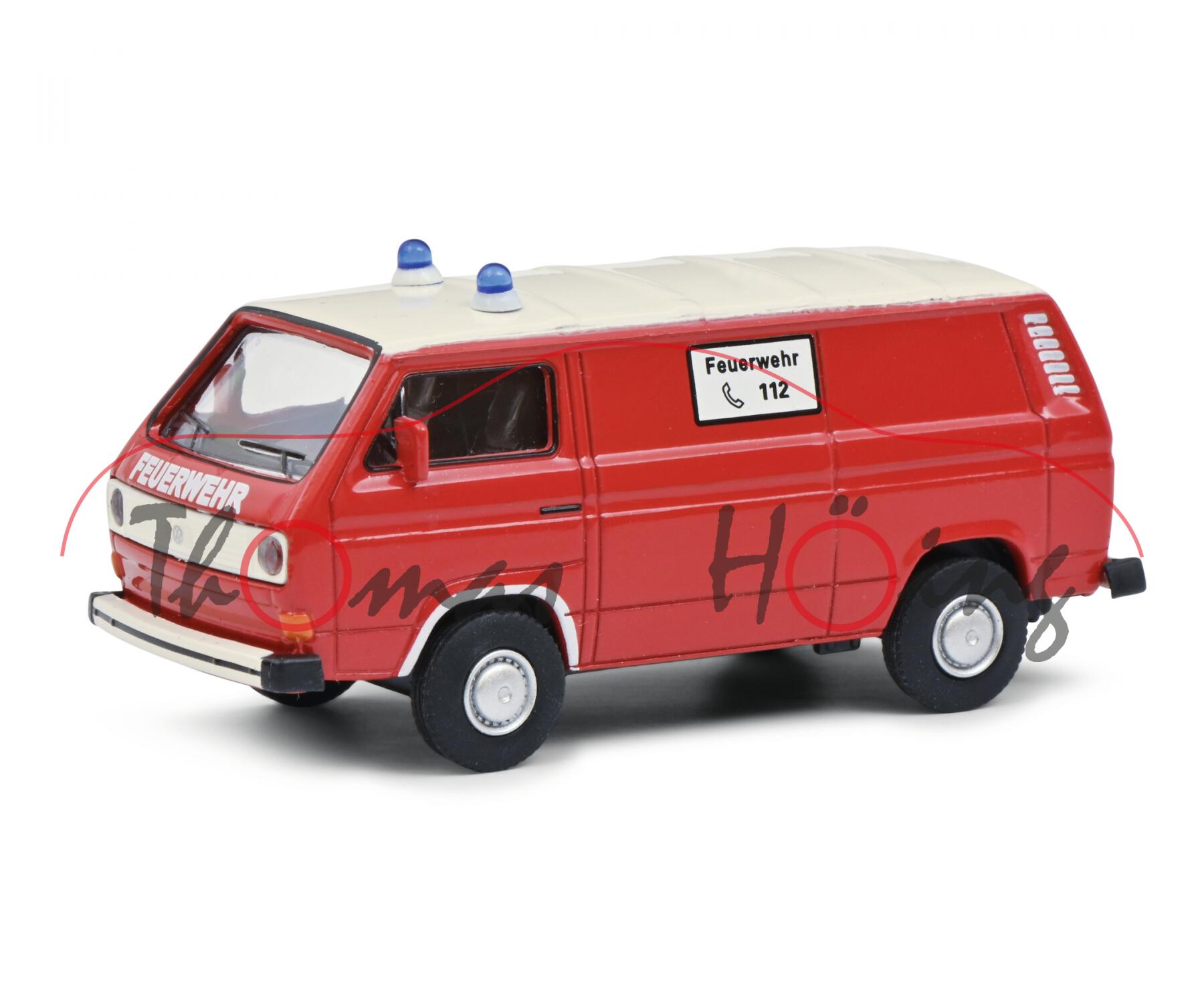 VW Transporter Kastenwagen (Typ 2 Transporter 3, Mod. 79-82) Feuerwehr, weiß/rot, Schuco, 1:64, mb