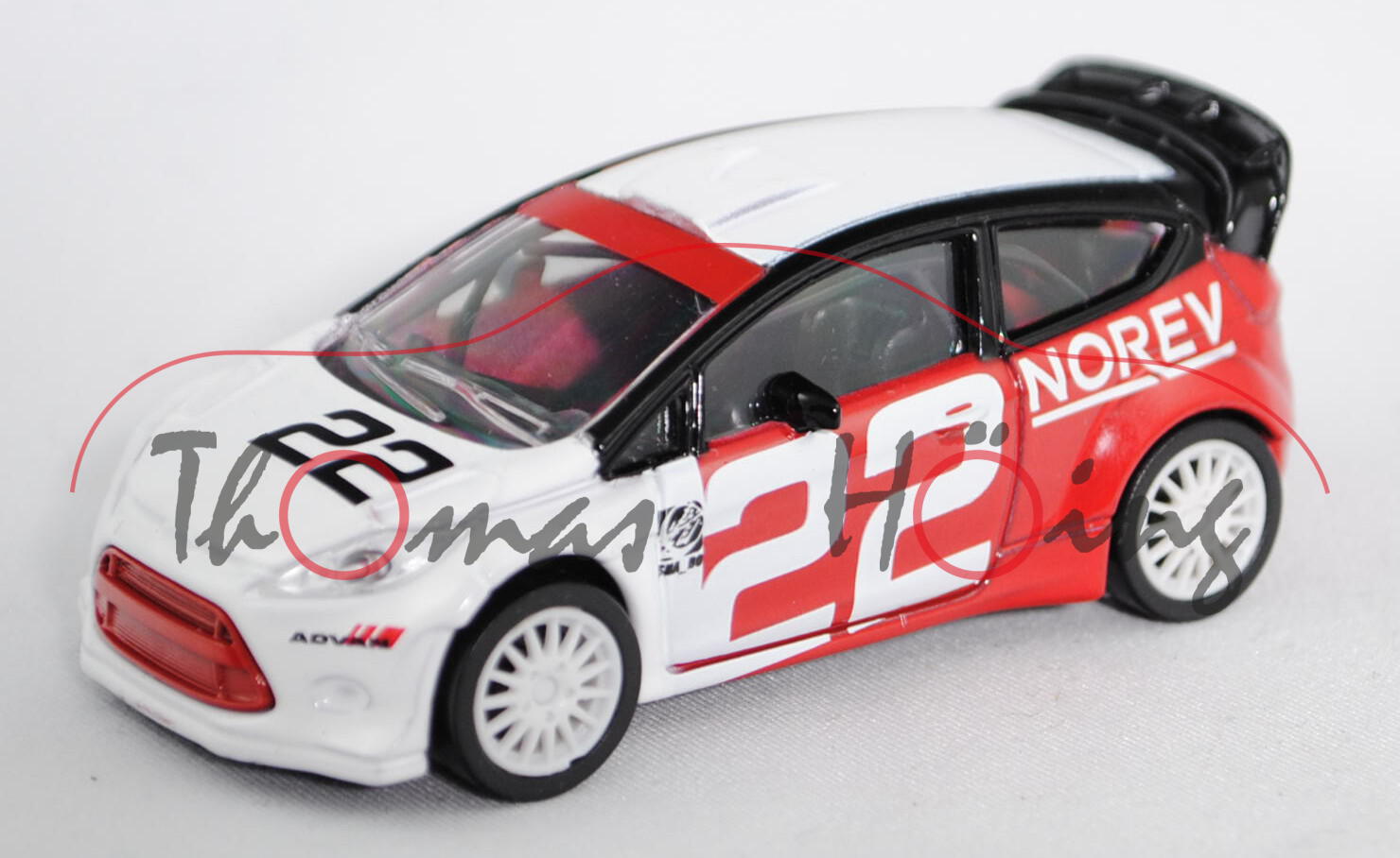 Ford Fiesta RS WRC (Modell 2011-), reinweiß/schwarz/hell-himbeerrot, Nr. 22, SHA_DO / NOREV, ca. 1:5