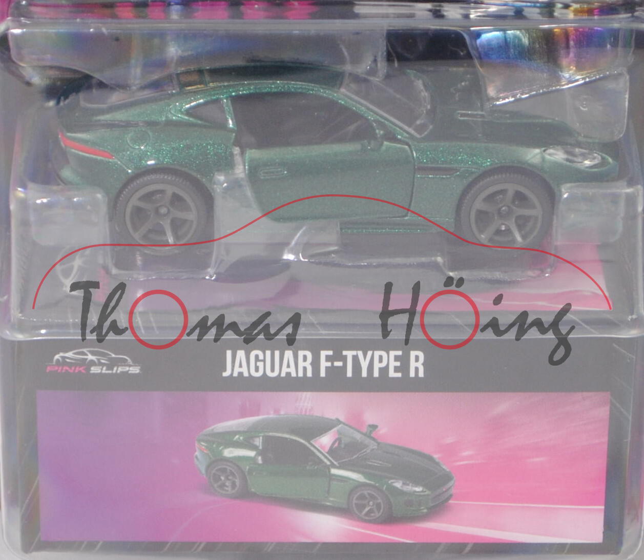 Jaguar F-Type Coupé R 5.0 V8 AWD (Typ X152, Mod. 14-17), moosgrünmet., Jada TOYS by majorette