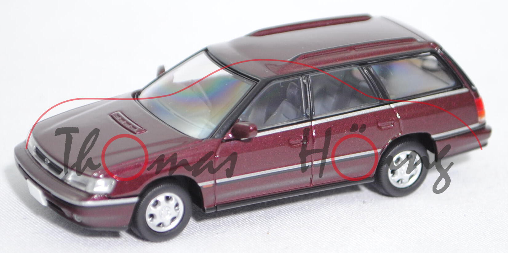 Subaru Leagacy Touring Wagon GT (1. Gen., BJF, Fl. 91, Mod. 91-94), carmine mica, TOMYTEC, 1:64, mb