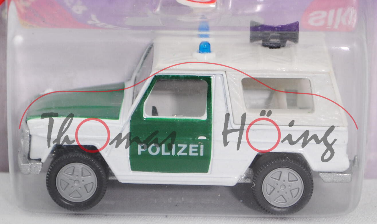 Mercedes-Benz 280 GE (Typ W 460, Modell 1980-1990) Polizei-Geländewagen, reinweiß/moosgrün, innen li