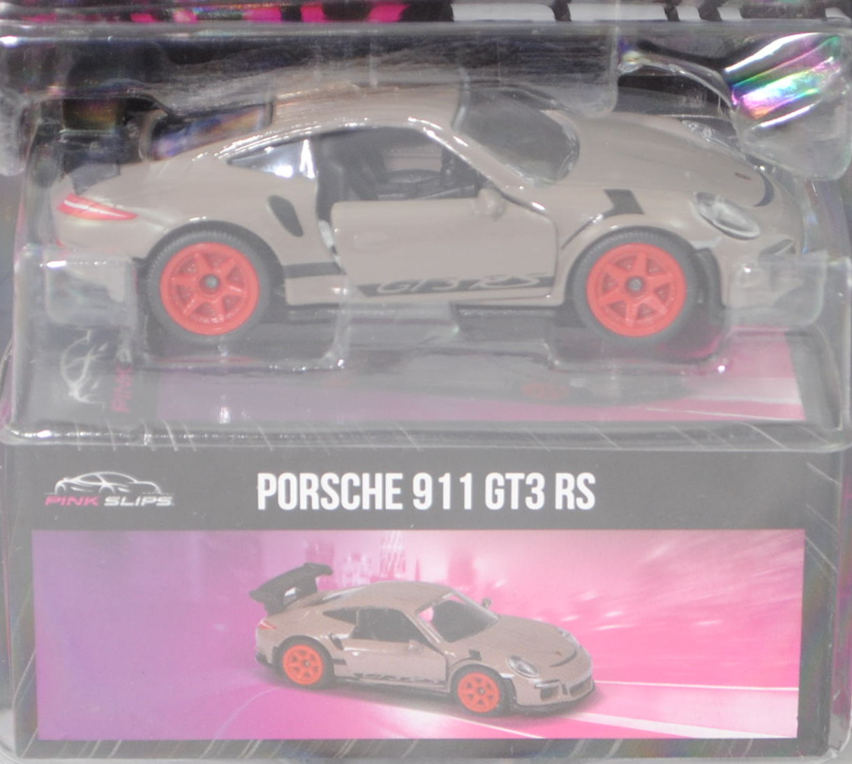 Porsche 911 GT3 RS (Typ 991.1, Modell 15-17), hell-beigegrau, Jada TOYS by majorette, 1:59, Blister