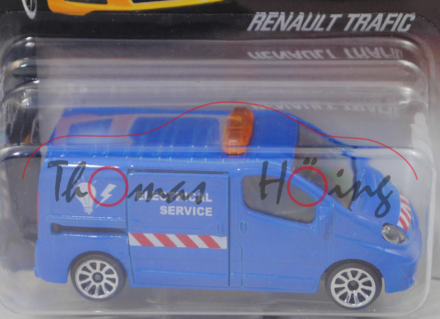 Renault Trafic II Kastenwagen (Mod. 06-14), blau, ELECTRICAL/SERVICE, majorette, mb (Audi R8 Taxi)