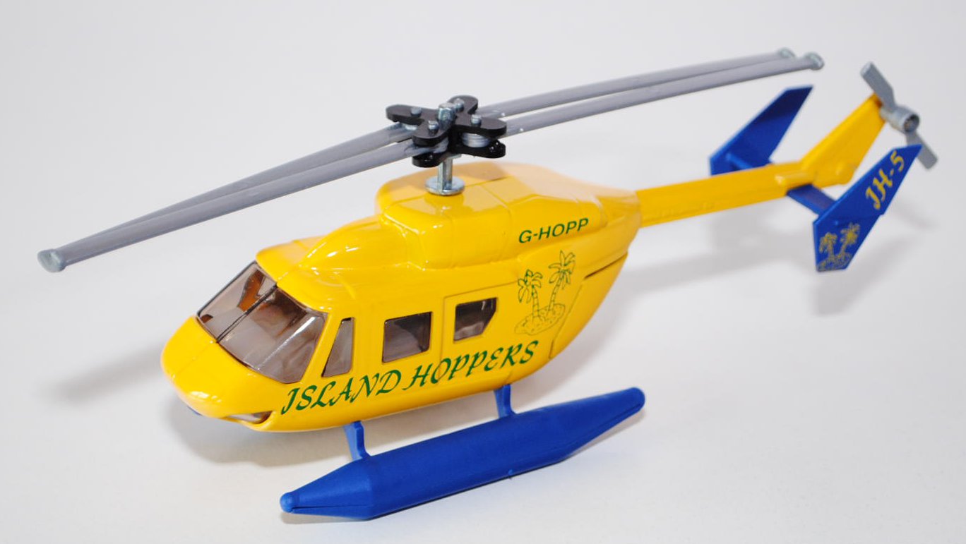 Hubschrauber mit Schwimmer, gelb/blau, ISLAND HOPPERS, GB, L14a