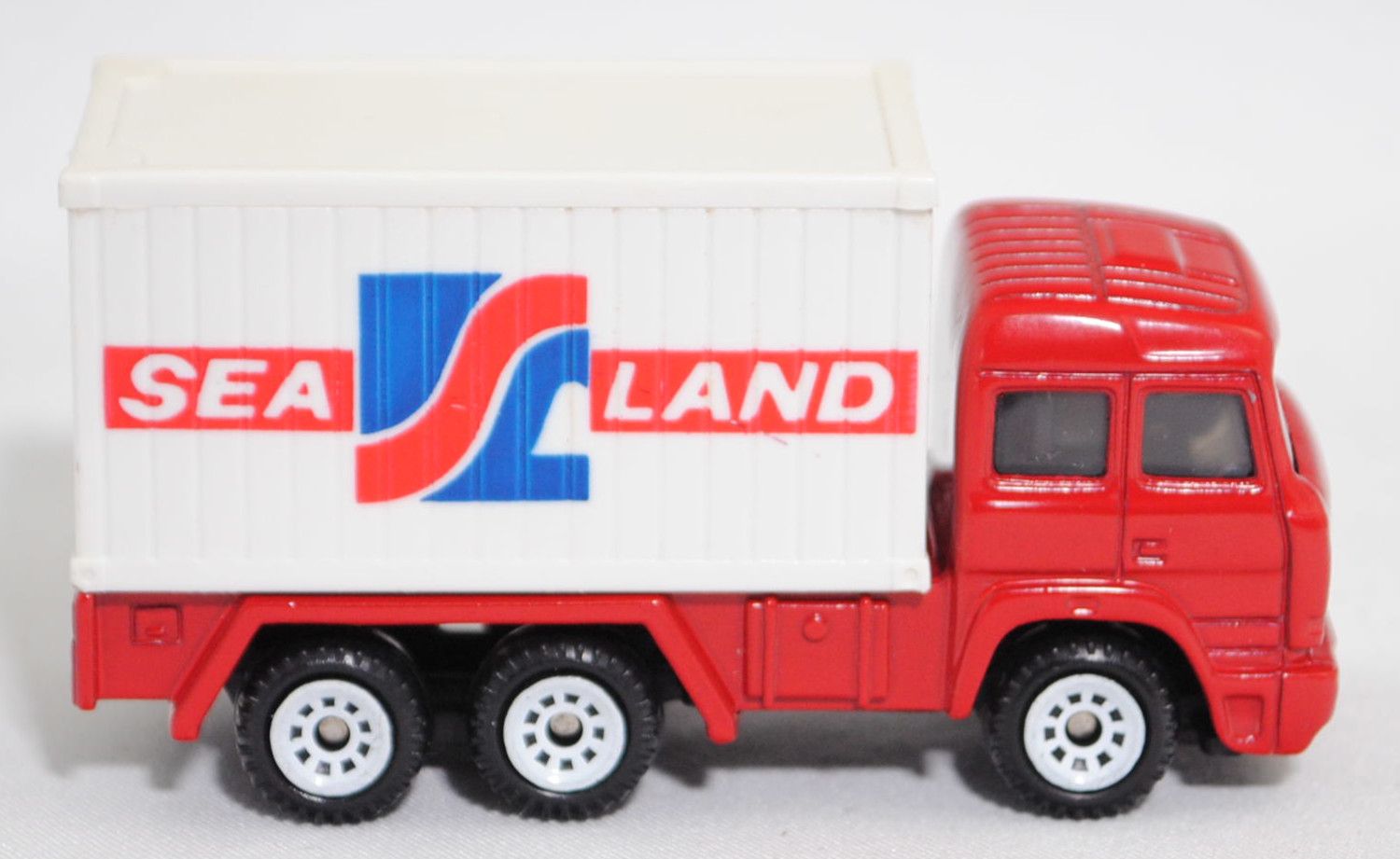 00001 Iveco TurboStar 240-36 6x2 (Modell 1987-1990) Container-Transporter, karminrot, Bpr. 0815 / 0816, C1 reinweiß, 1:86, Container reinweiß, SEA LAND, 1:121, SIKU SUPER, m