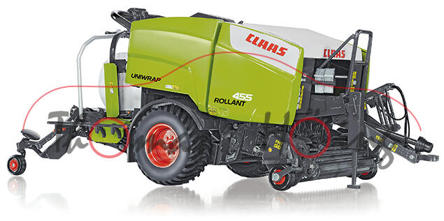 Claas Uniwrap Rollant 455, claasgrün/perlweiß, 1:32, Wiking, mb