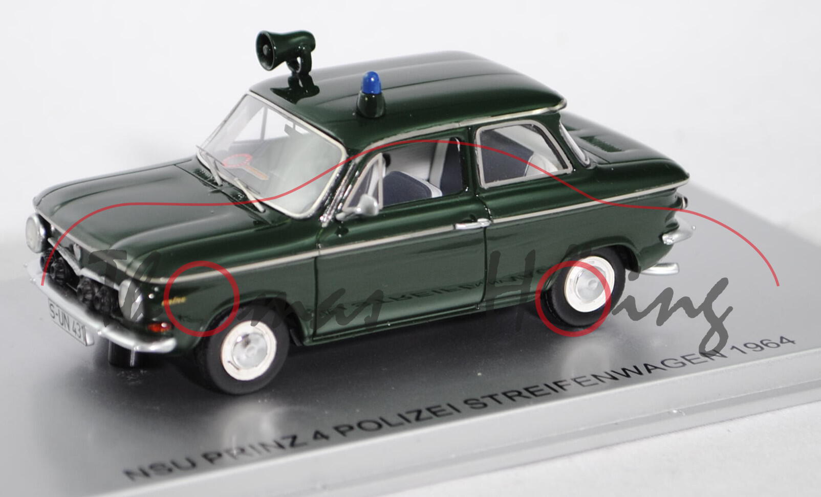 NSU Prinz 4 (Typ 47, Modell 1961-1967, Baujahr 1964) Polizei Streifenwagen, tannengrün, innen grau/w