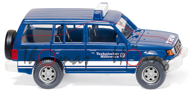 THW - Mitsubishi Pajero (Typ V20), Modell 1990-2000, ultramarinblau, Technisches / Hilfswerk / THW,