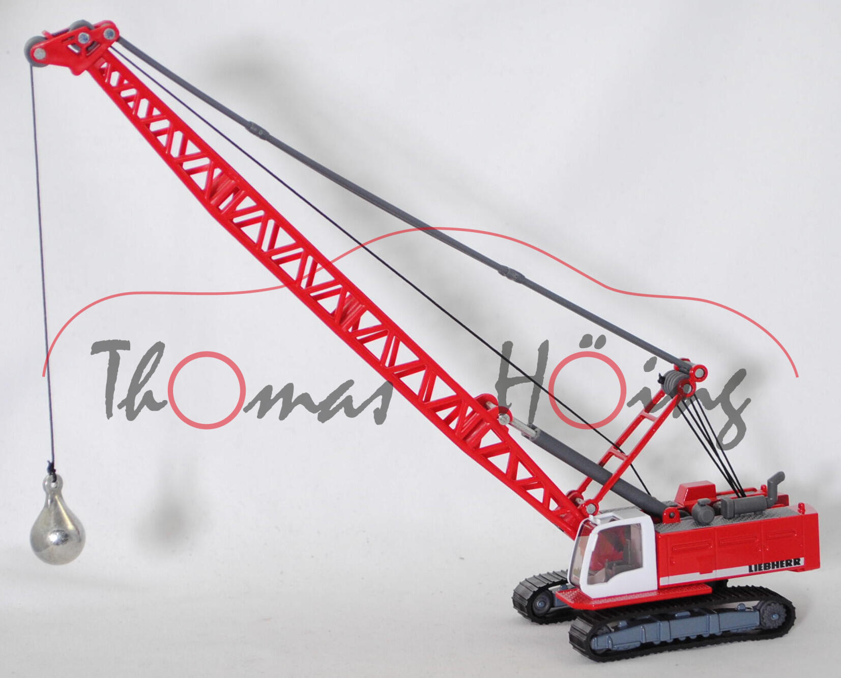 00005 LIEBHERR Hydro-Seilbagger HS 835 HD Litronic mit Abrissbirne (Modell 2006-2014), rot, SIKU, 1:87, L17mpK