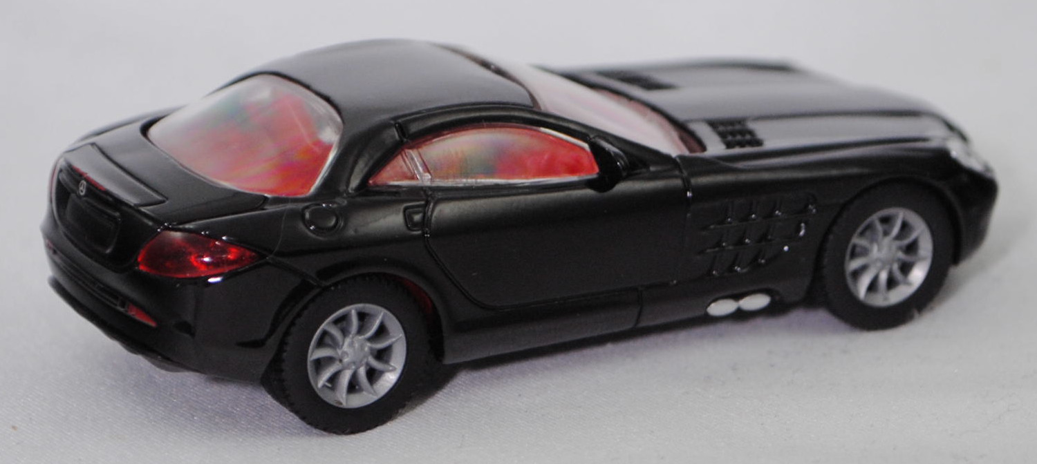 00004 Mercedes-Benz SLR McLaren (1. Generation, C 199, Modell 2004-2008), schwarz, Bpr. 1004, B25a / B25b silbergrau, SIKU SUPER, 1:55, m