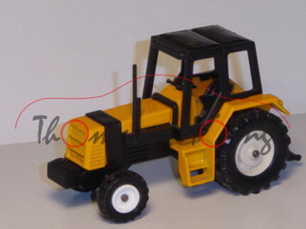 Renault 145-14 TX Traktor (Modell 1981-1986), melonengelb, Sitz schwarz, Lenkrad schwarz, Kabine sch