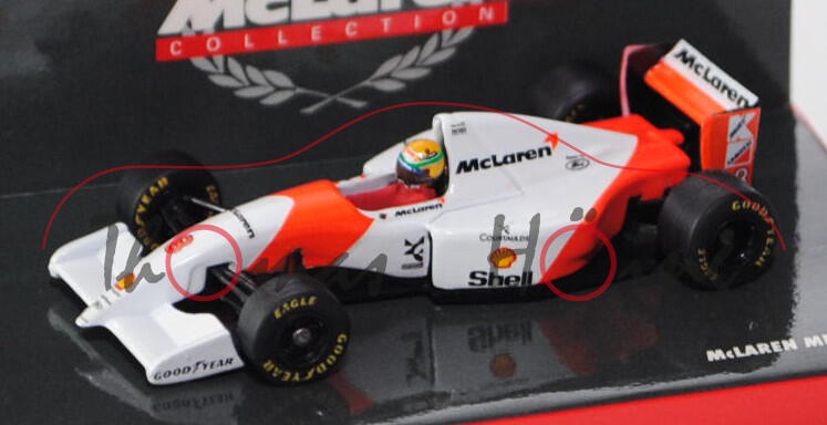 McLaren MP4/8, reinweiß/leuchtrot, Formel 1 Saison 1993, Team: Marlboro McLaren (2. Platz), Nr. 8, F