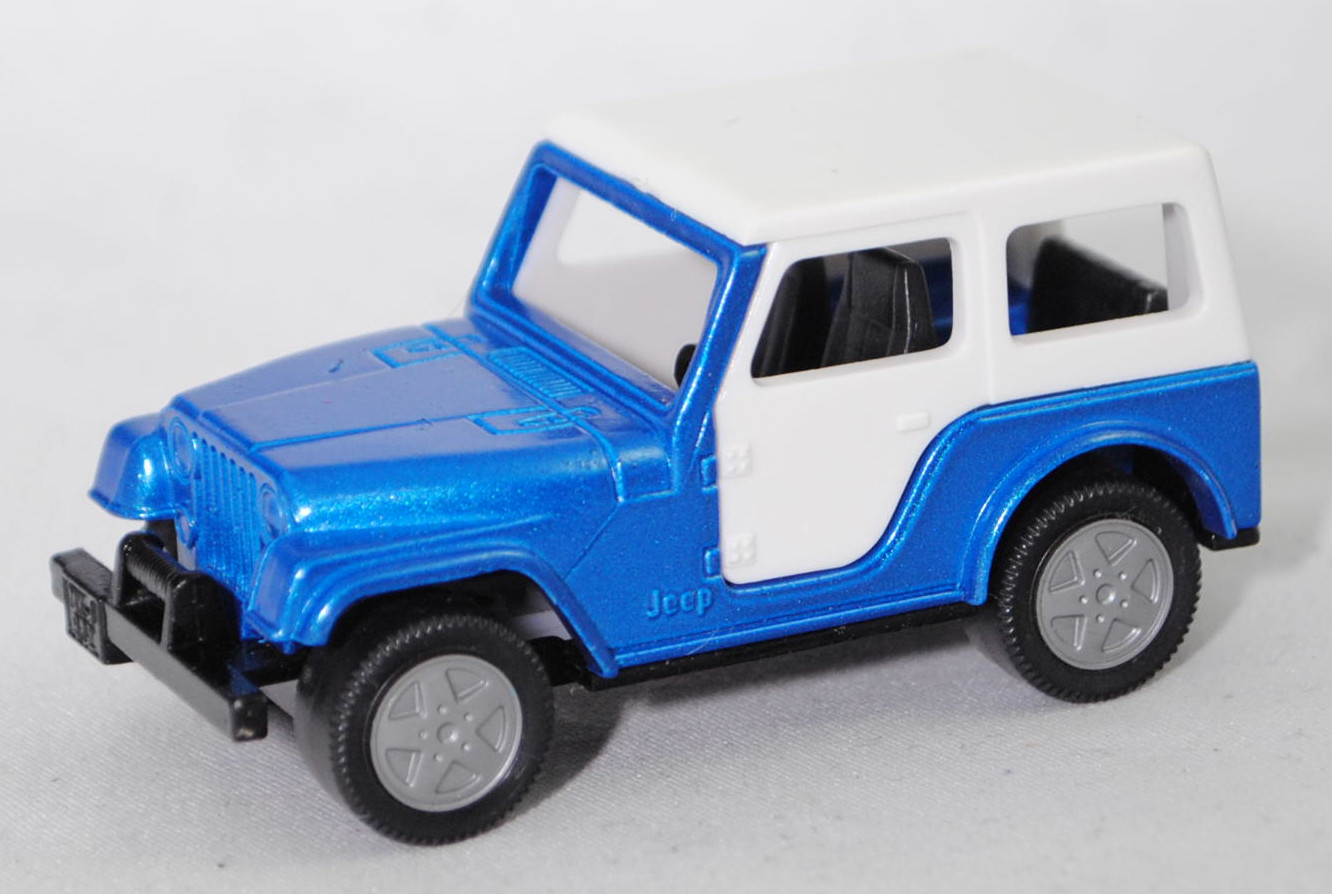 00016 Jeep CJ-5 2.5L (5. Generation, Modell 1979-1983) mit Fiberglas Hardtop (von Siku als Jeep CJ-7 bezeichnet), dunkel-verkehrsblaumetallic, innen schwarz, Hong, B8, SIKU, 1:55, m