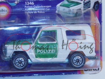 Mercedes-Benz 280 GE (Typ W 460, Modell 1980-1990) Polizei-Geländewagen, reinweiß/minzgrün, innen da