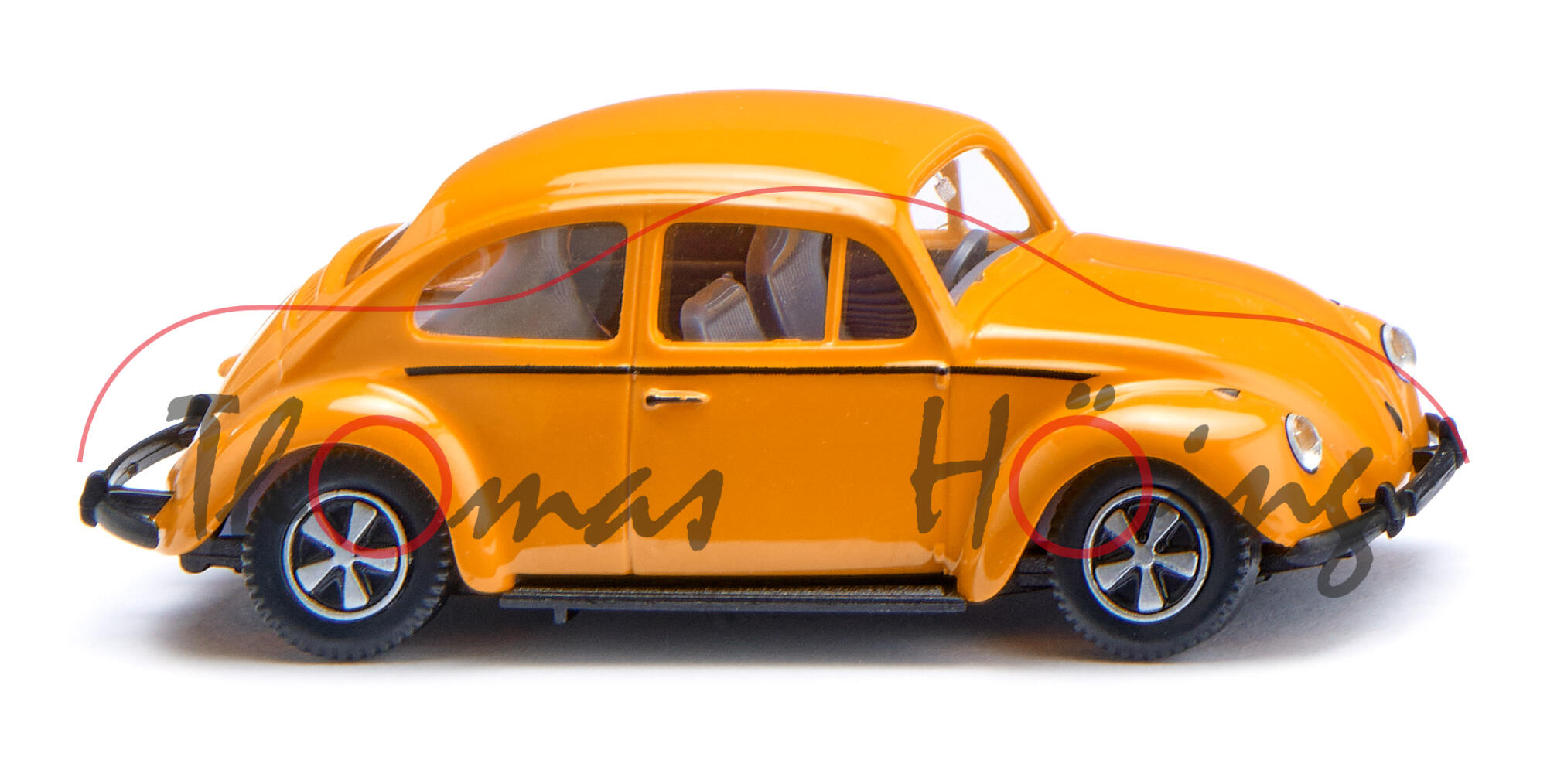 VW 1200 Limousine (Käfer) (Typ 11 Modell 111, Modell 1962-1963), Karosserie tunisgelb (Farbcode L16M), Wiking, 1:87, mb