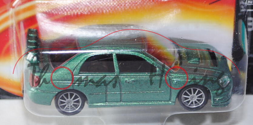 Subaru Impreza WRX STi (Nr. 3), Typ GD, Modell 2002-2005, verkehrsgrünmetallic, majorette, ca. 1:64,